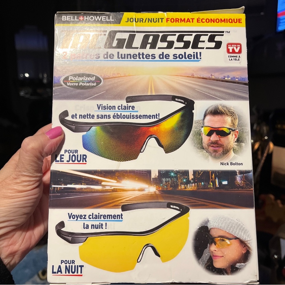 Bell+Howell Day and Night Tac Glasses for Unisex Adults Aviator Style - 2 Pairs!